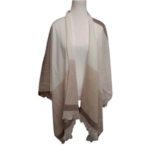 Rampage Convertible Poncho Wrap Neutral Lightweight Shawl Kimono Cardigan